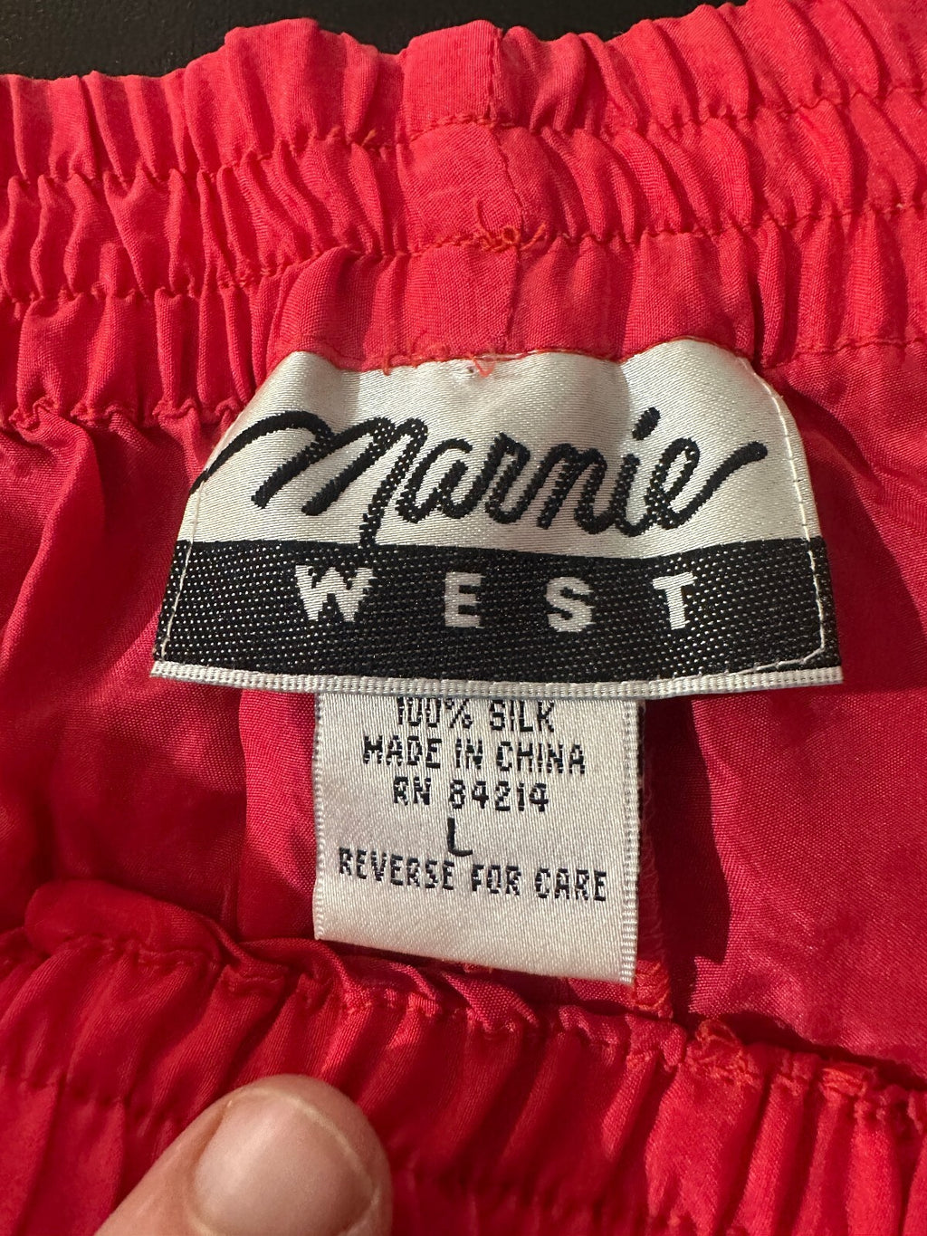 Marnie West Red 100% Silk Pull-On Pants L
