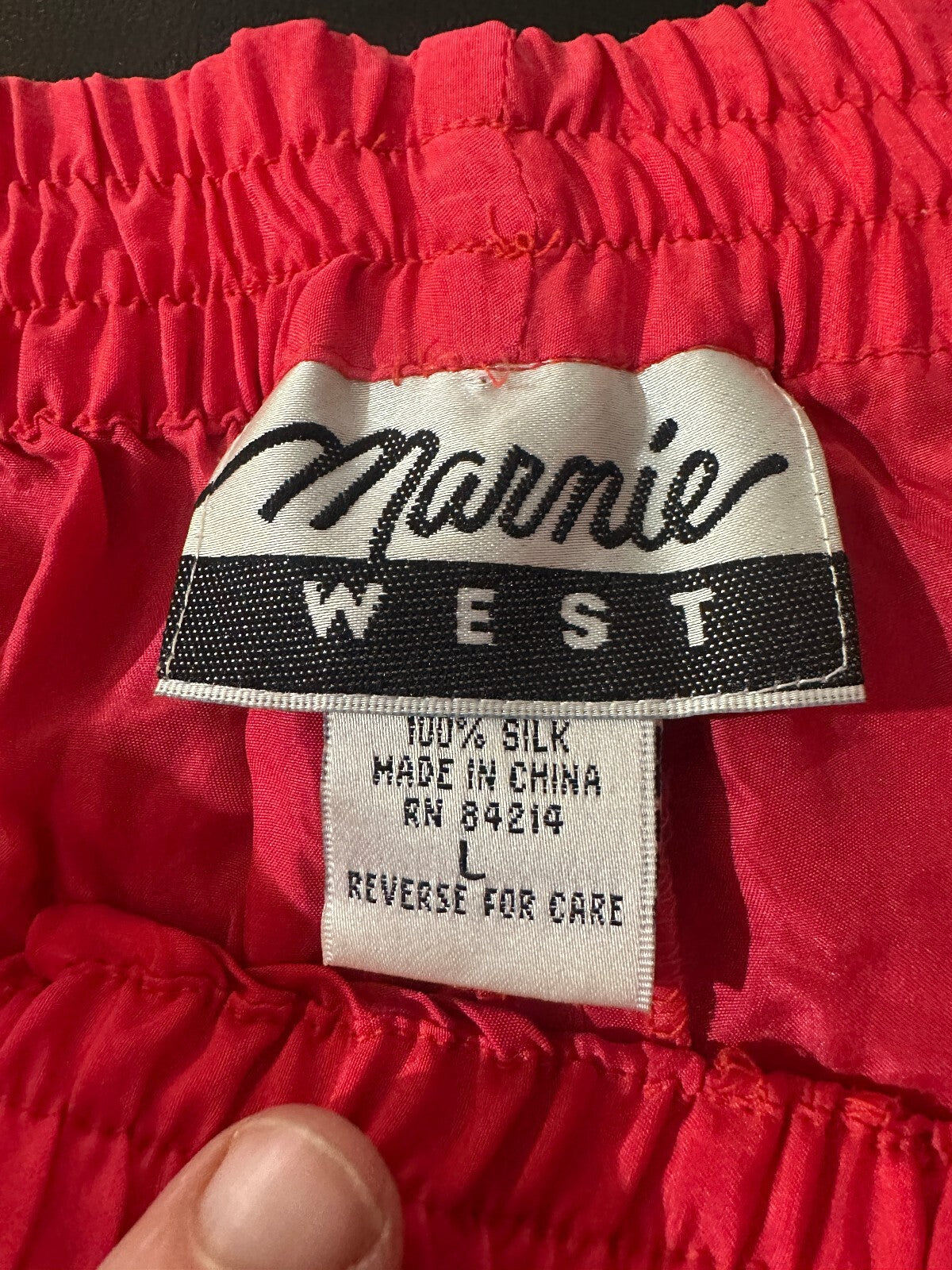 Marnie West Red 100% Silk Pull-On Pants L