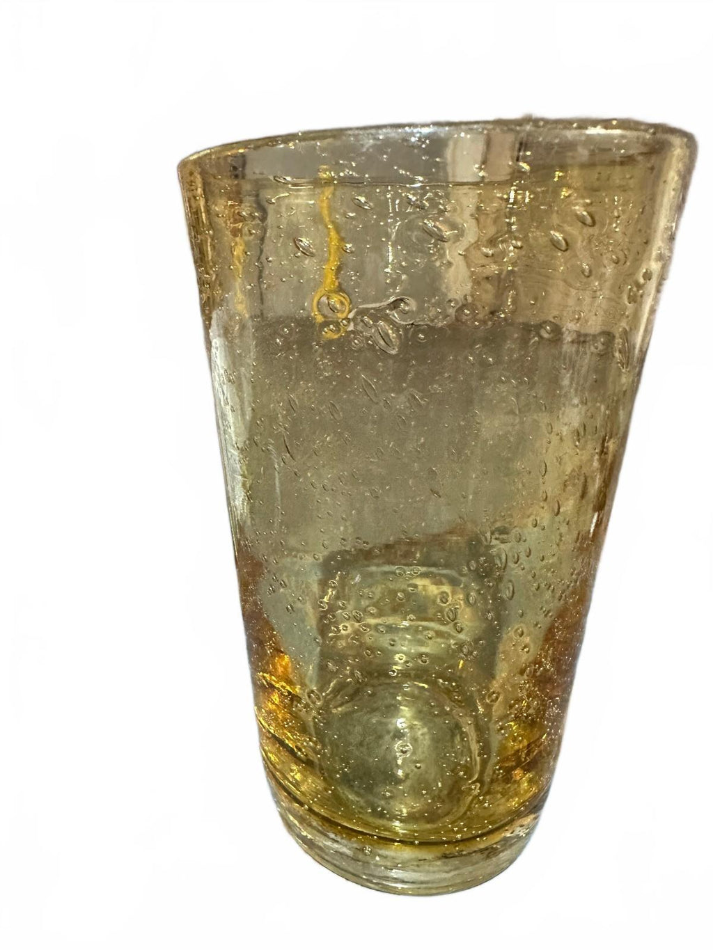 Vintage Amber Seeded Bubble Glass Tumbler Hand Blown