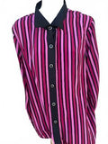 Bob Mackie Wearable Art Silk Striped Blouse