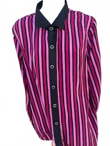 Bob Mackie Wearable Art Silk Striped Blouse