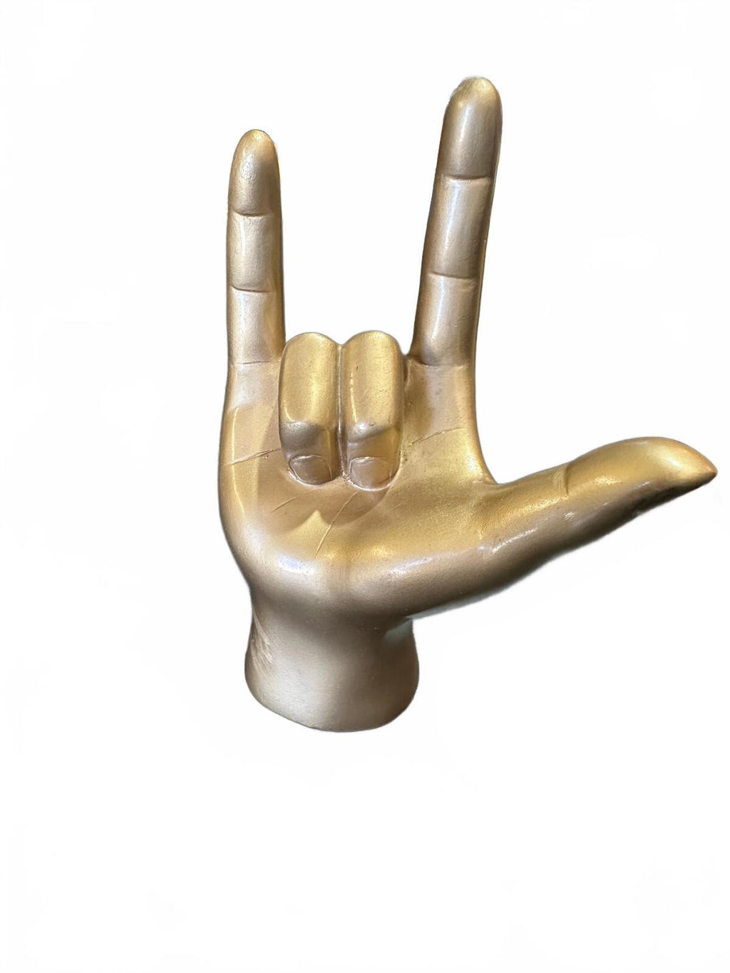 Gold ASL I Love You Hand Sculpture 8 Inch