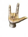 Gold ASL I Love You Hand Sculpture 8 Inch