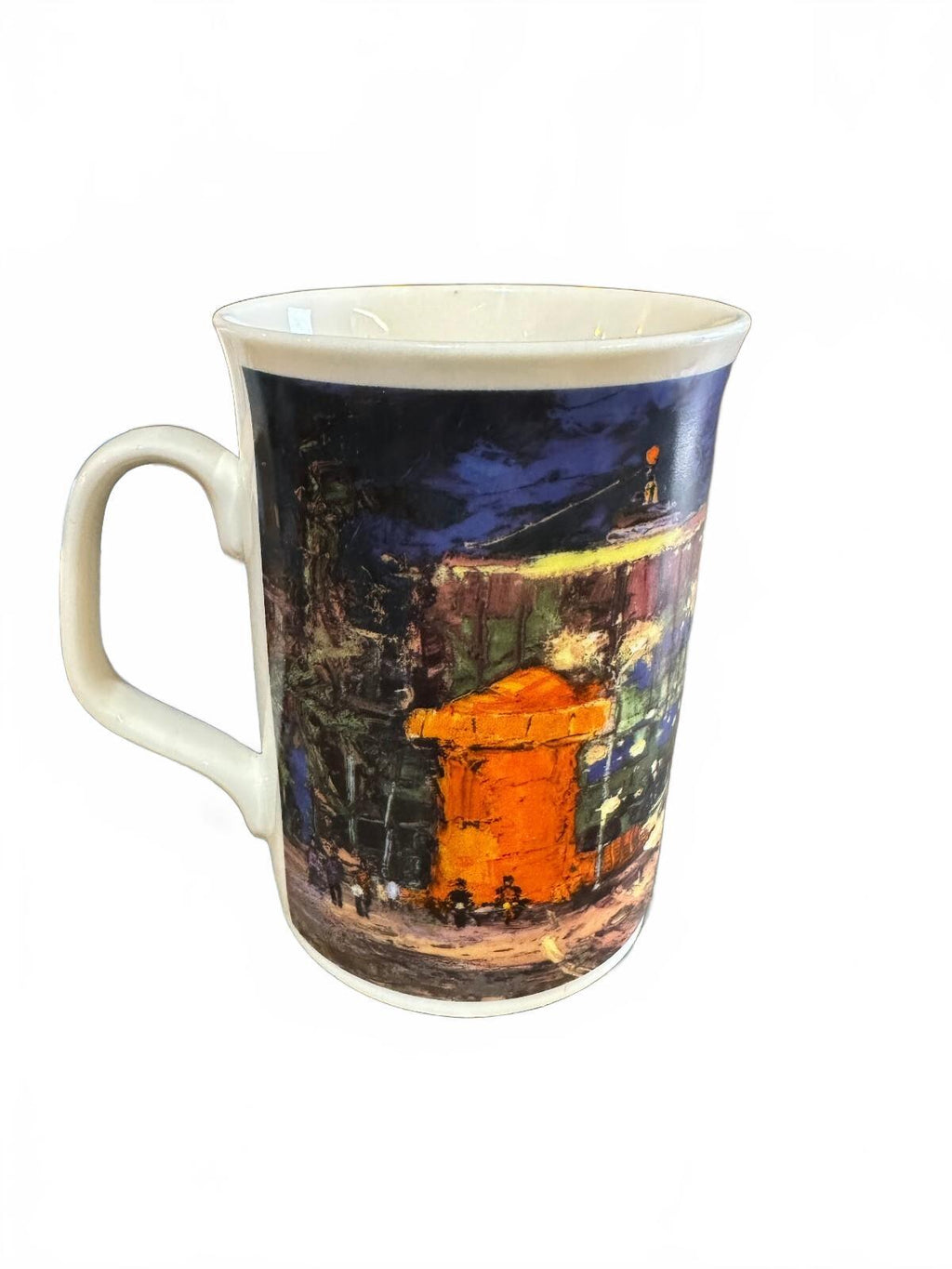 Asian Street Scene Art Mug Chinese Characters 4"