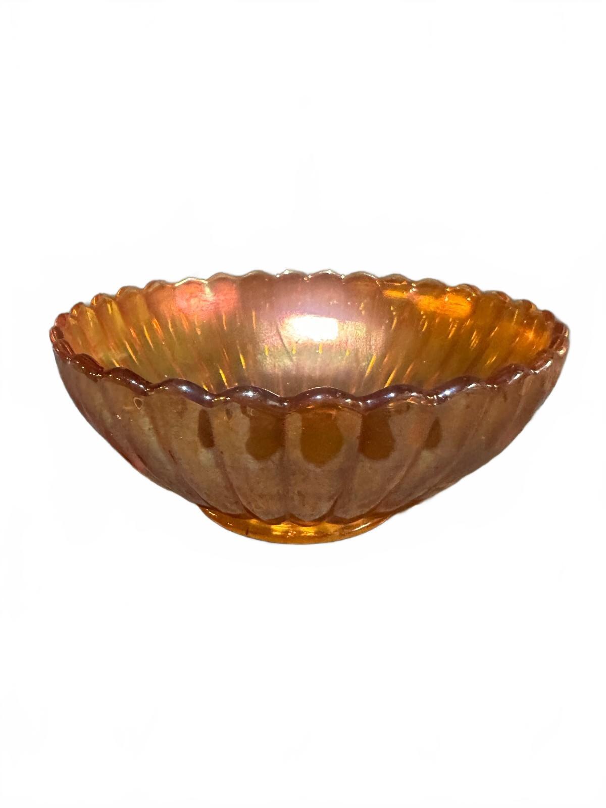 Vintage Marigold Carnival Glass Bowl & Creamer Set