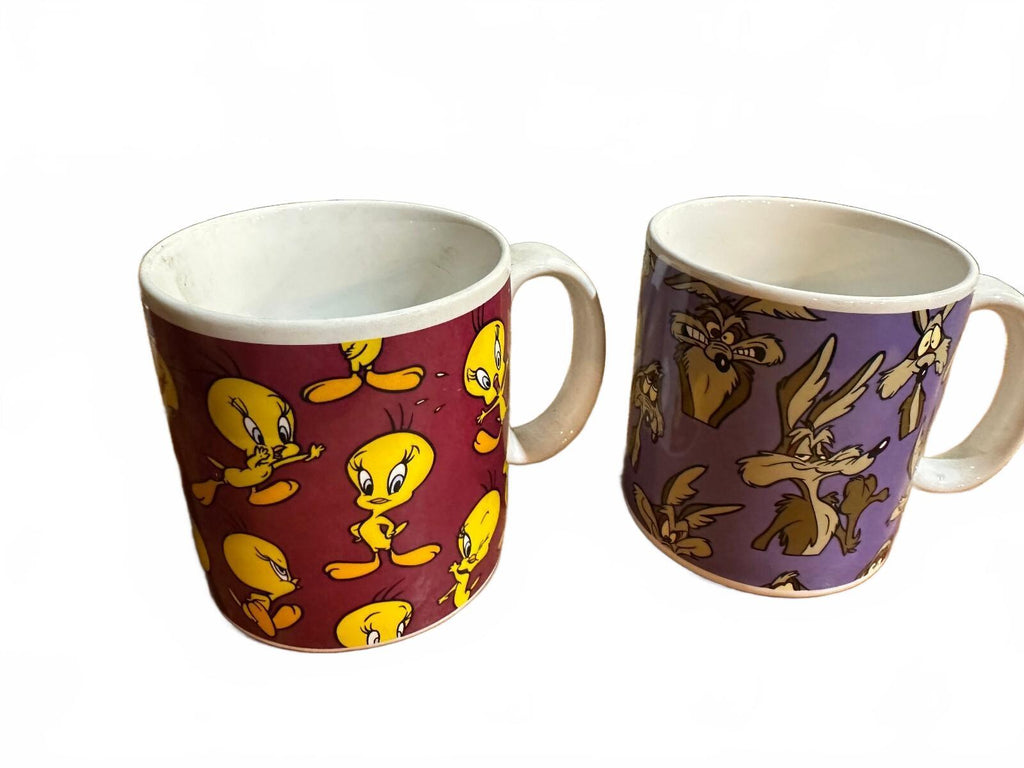 1994 Applause Looney Tunes Tweety Wile E Coyote Mugs