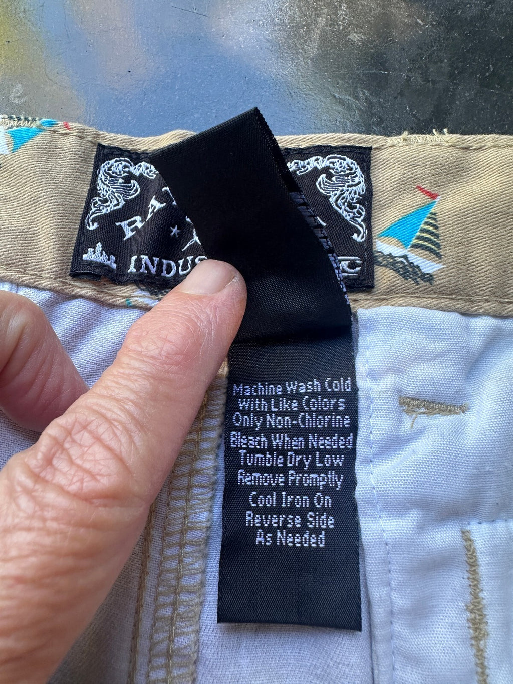 Raw Yarn Sailboat Print Cotton Shorts Men's 34