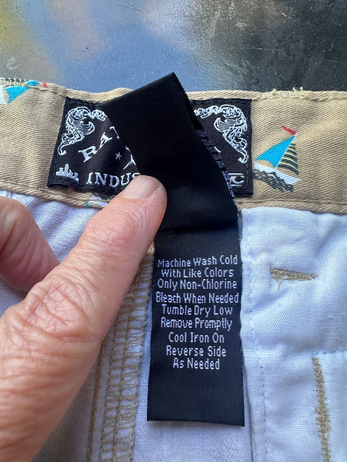 Raw Yarn Sailboat Print Cotton Shorts Men's 34