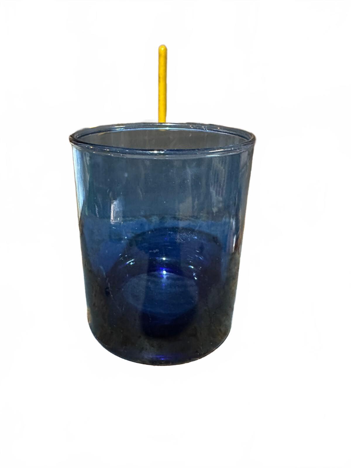Vintage Cobalt Blue Glass Tumbler Heavy Base 4"