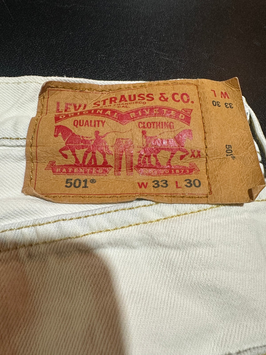 Levis 501 Mens White Distressed Jeans 33x30 Mexico