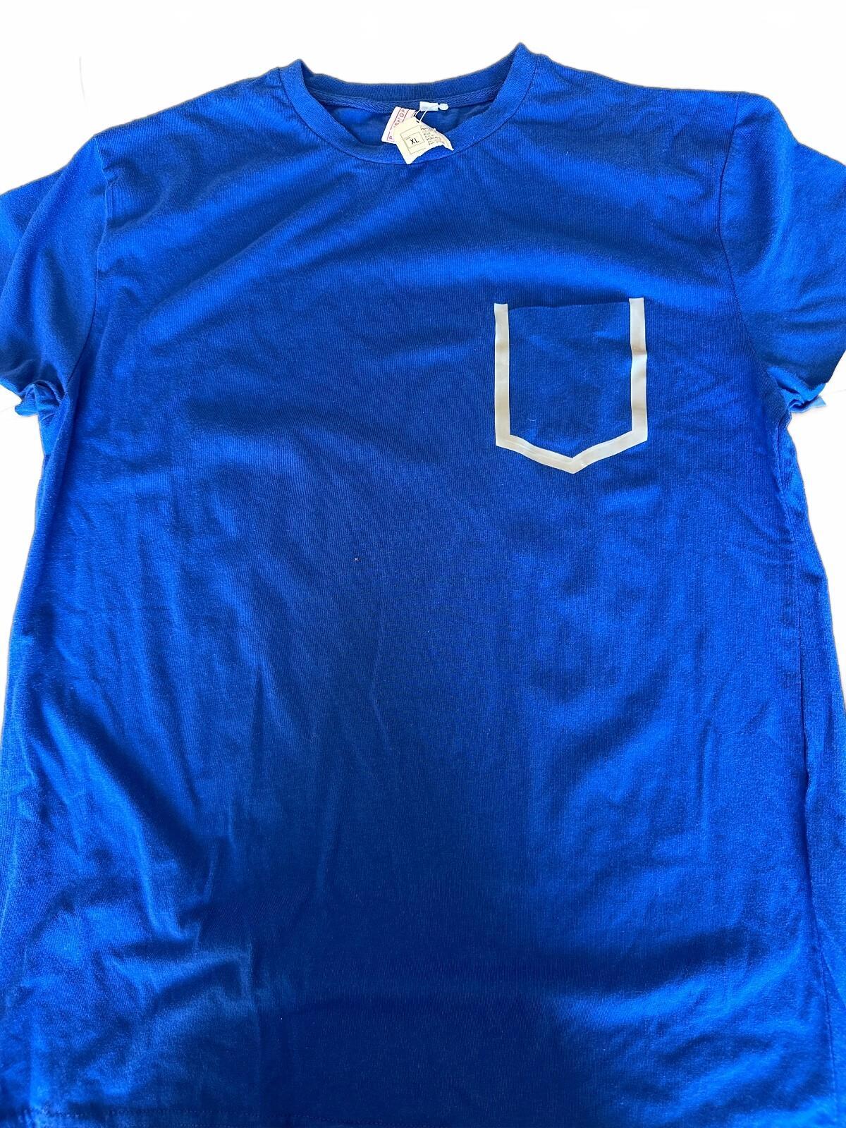 Penshoppe Blue Pocket Tee XL Silver Trim NWT