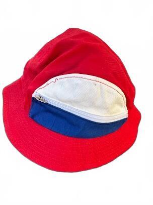 Vintage Sailboat Pocket Bucket Hat Red