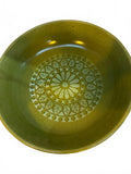 Vintage Senda Stone Japan Green Stoneware Serving Bowl
