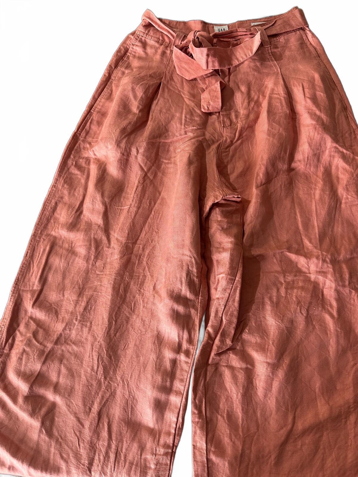 GAP High Rise Wide Leg Linen Blend Pants Size 4