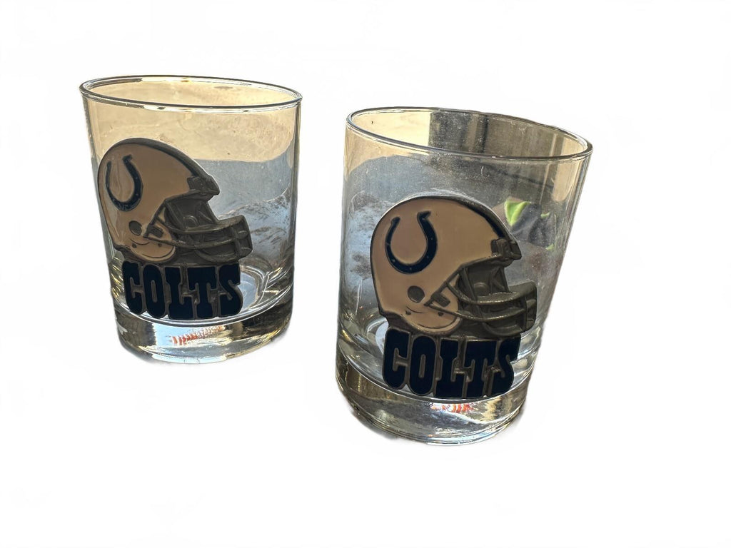 2 Indianapolis Colts NFL Pewter Helmet Rocks Glasses