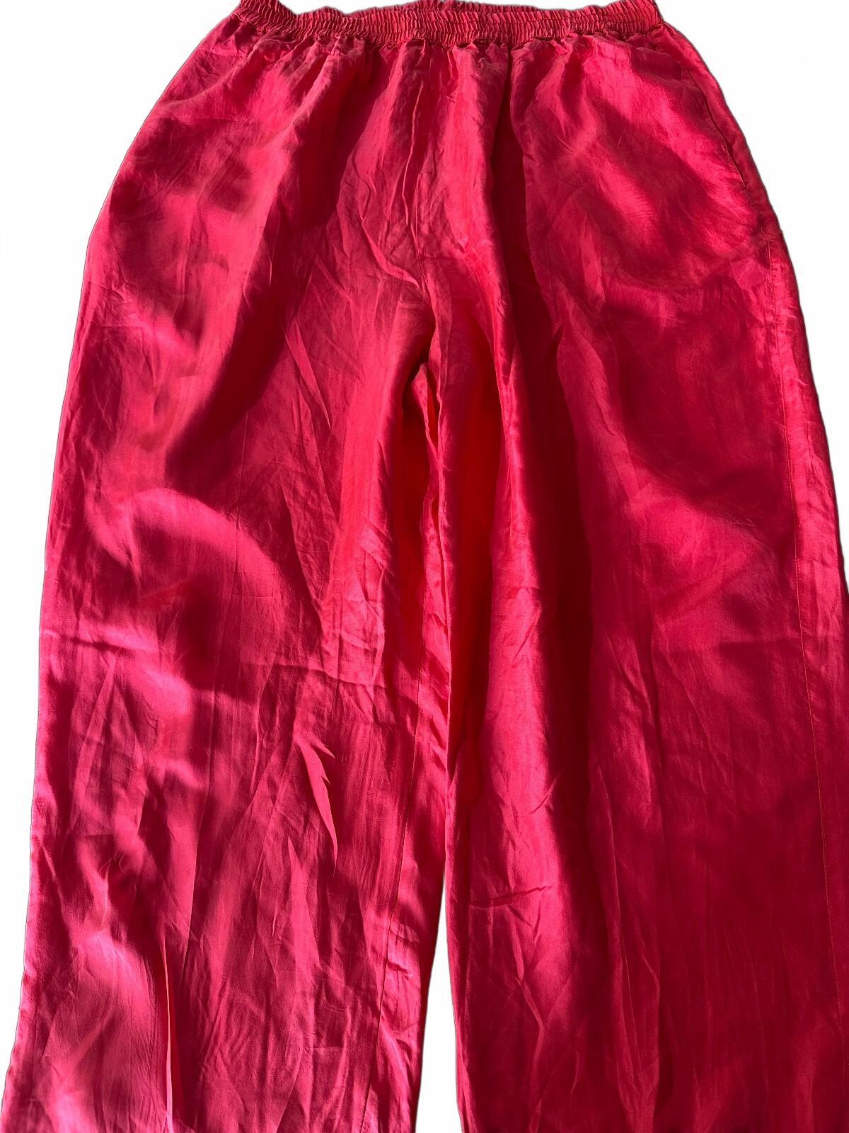 Marnie West Red 100% Silk Pull-On Pants L