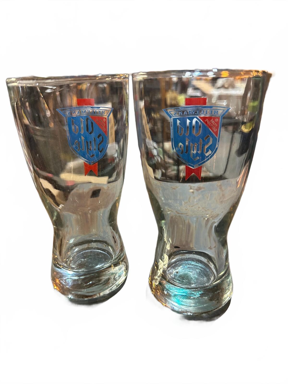 Vintage Heileman's Old Style Beer Glasses Set of 2