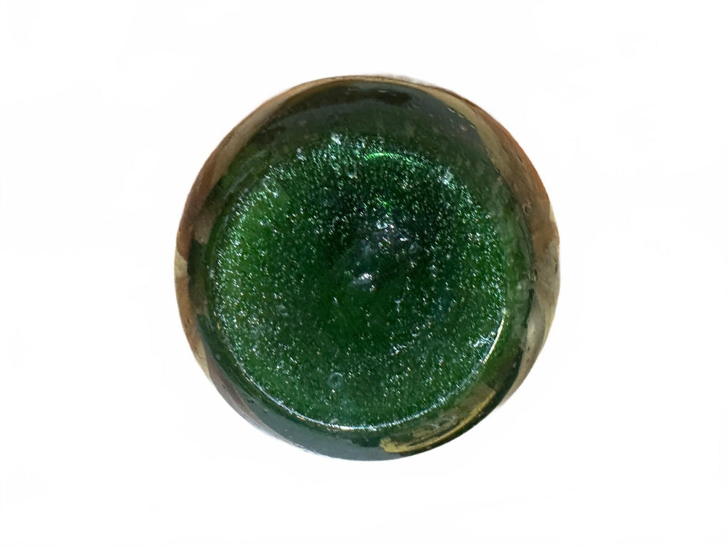 Green Bubble Glass Bottle Vase Applied Rim Vintage Style