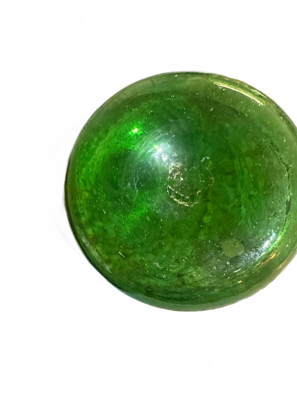 Vintage Hand Blown Green Glass Bowl 5"