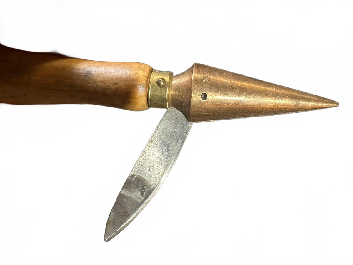 Vintage Marlinspike Rope Fid Knife Wood Handle