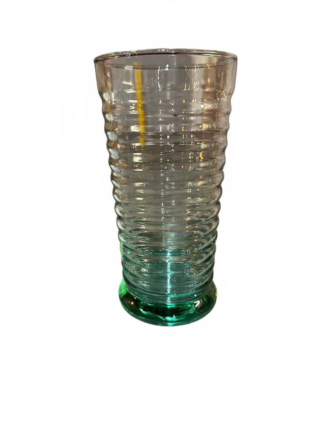 Vintage Anchor Hocking Green Ribbed Tumbler 6.5"