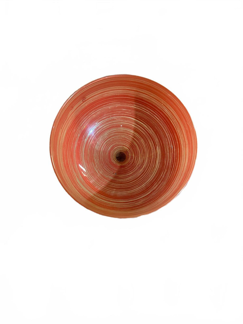 Vintage Orange Threaded Art Glass Footed Candy Dish