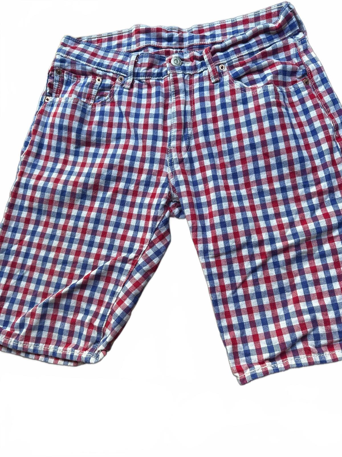 Levi's 504 Plaid Shorts Red White Blue W32