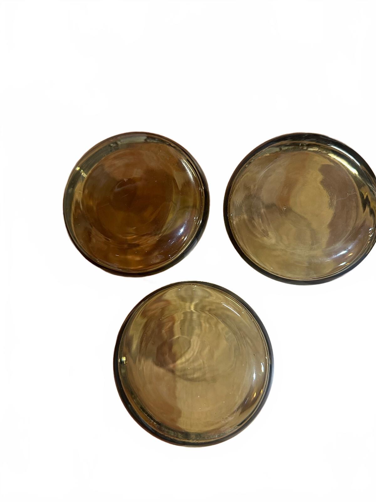3 Vintage Smoke Brown Glass Tumblers 5 Inch
