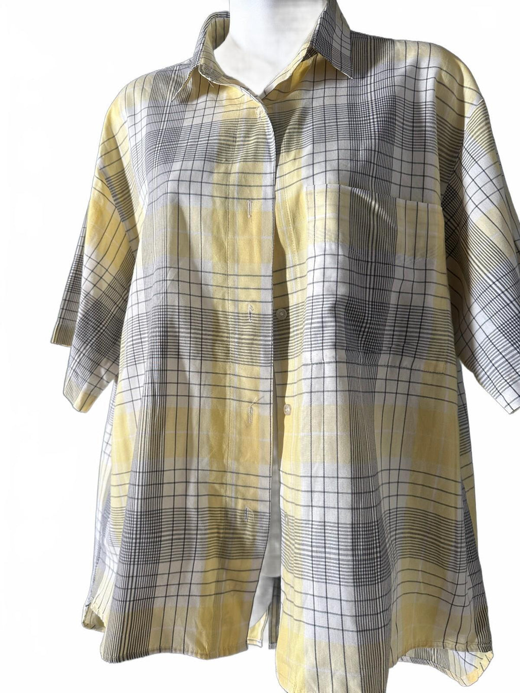 Diane von Furstenberg Plaid Button Shirt Large