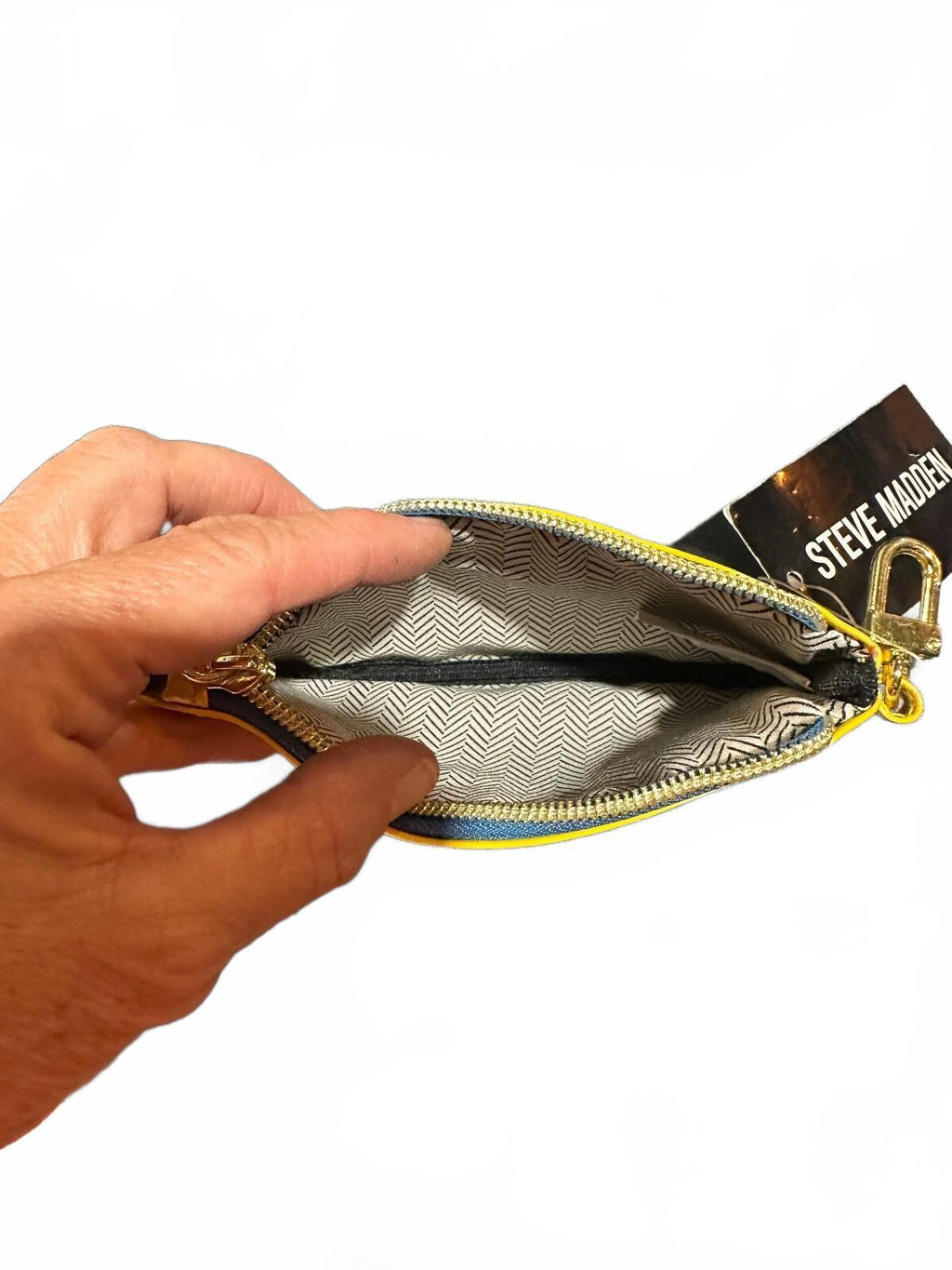 Steve Madden Yellow Patent Wristlet Pouch NWT