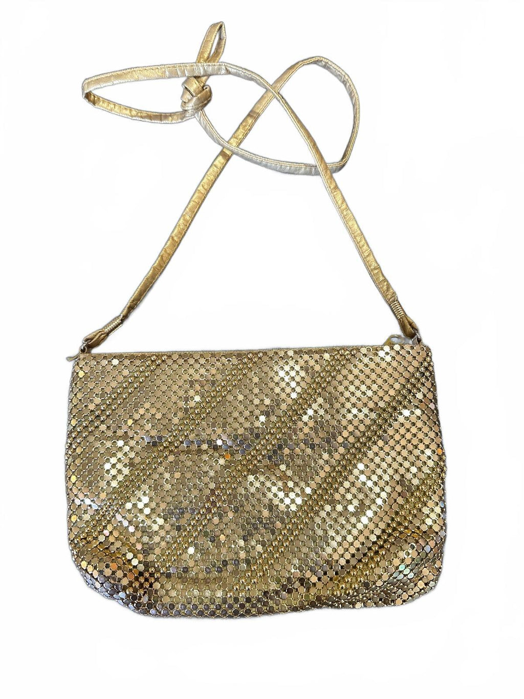 Vintage Gold Metal Mesh Evening Crossbody Purse