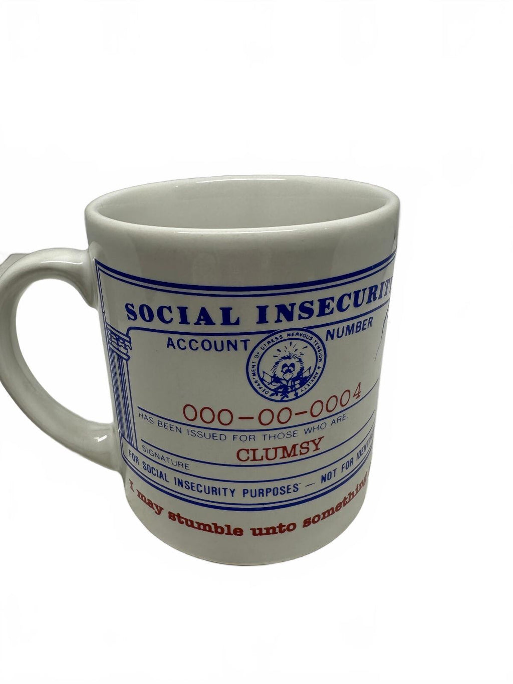 Vintage 1983 Social Insecurity Clumsy Mug Japan
