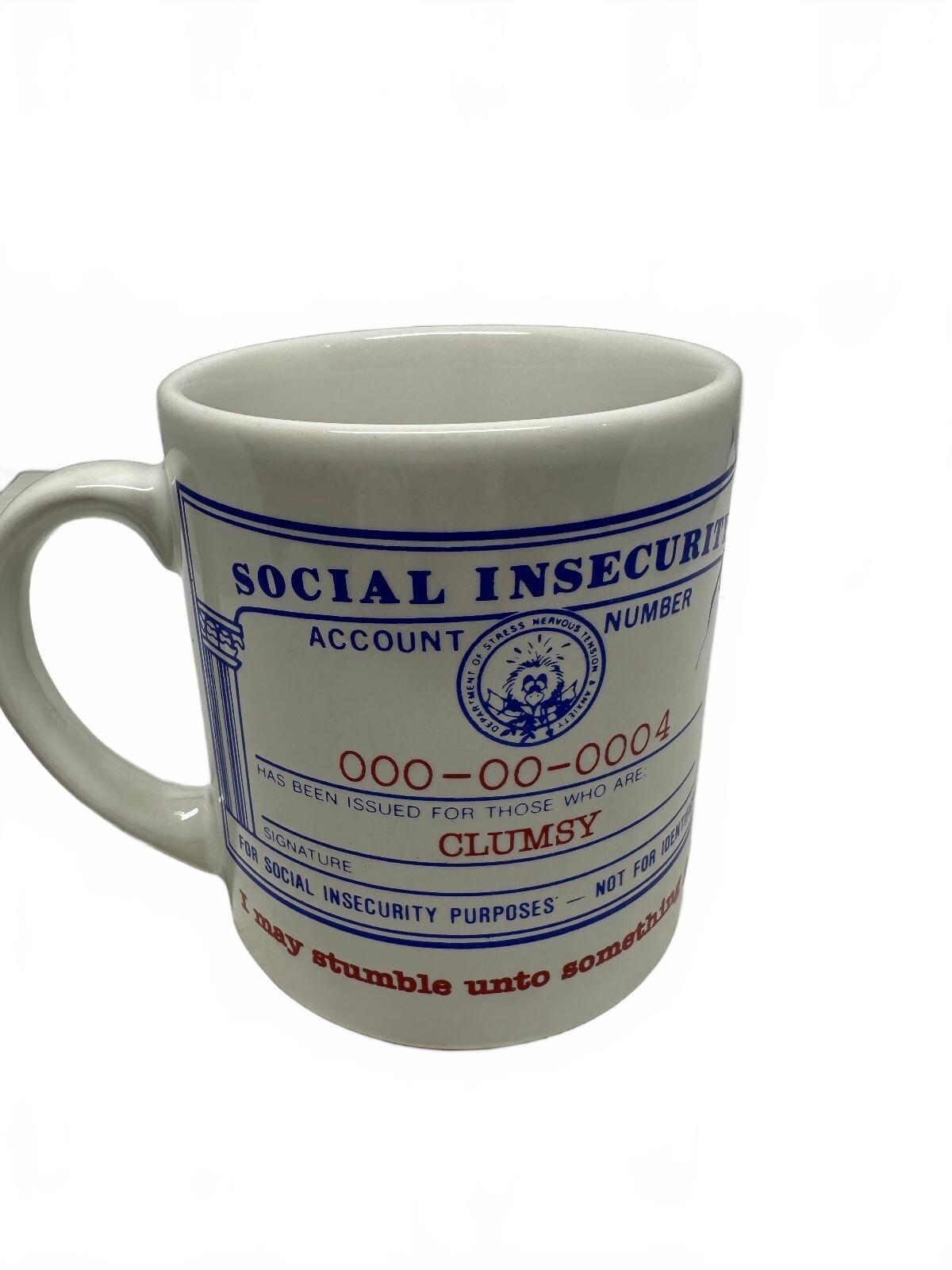 Vintage 1983 Social Insecurity Clumsy Mug Japan
