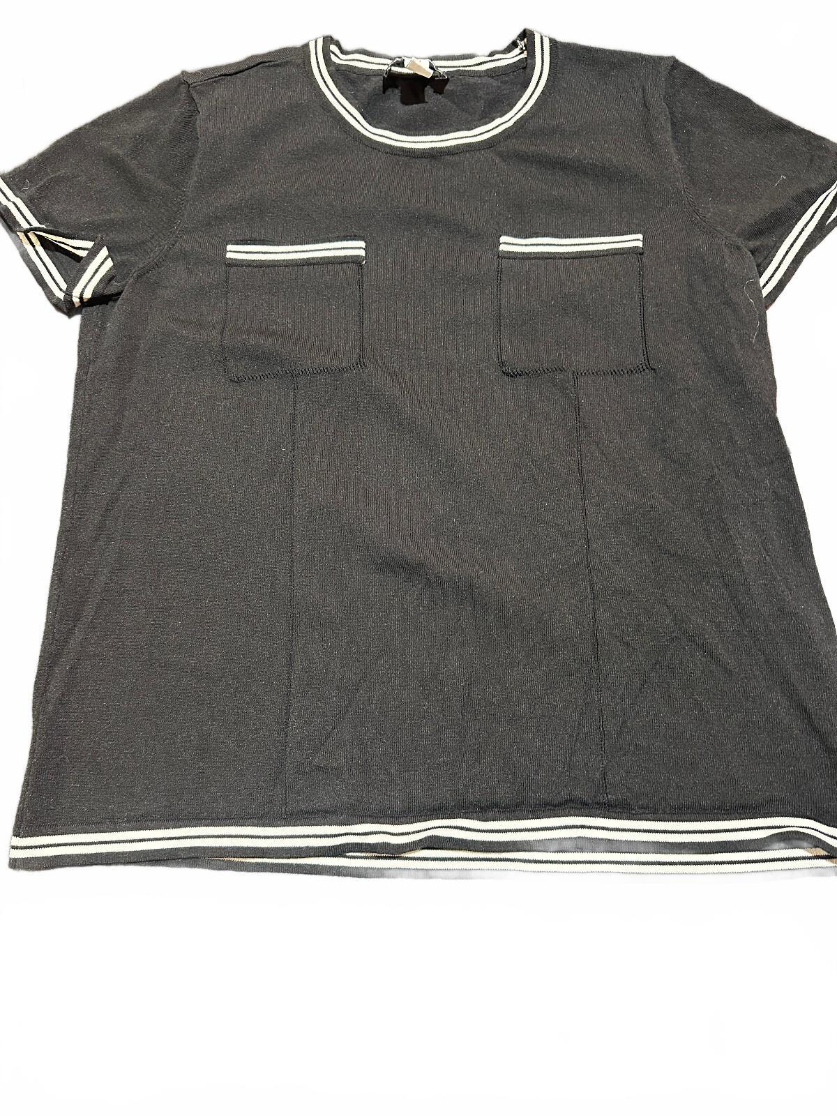 Karl Lagerfeld Paris Black Knit Pocket Top Medium