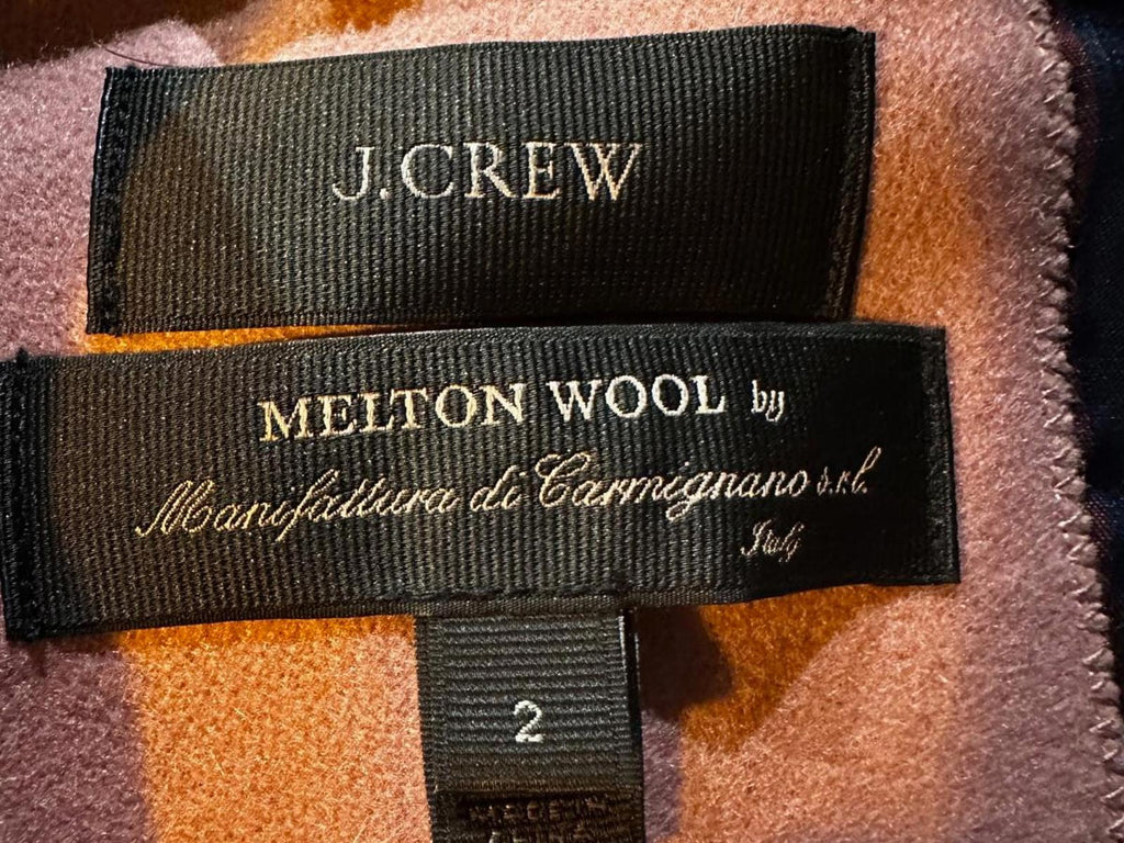 J.Crew Collection Double-Breasted Peacoat Italian Melton Wool Size 2 Pink