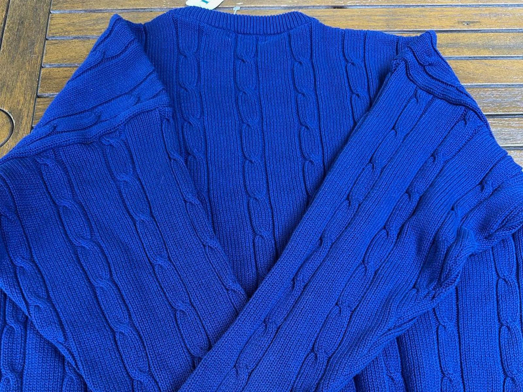 IZOD Men’s XL Royal Blue Cable Knit Cotton Sweater NWT