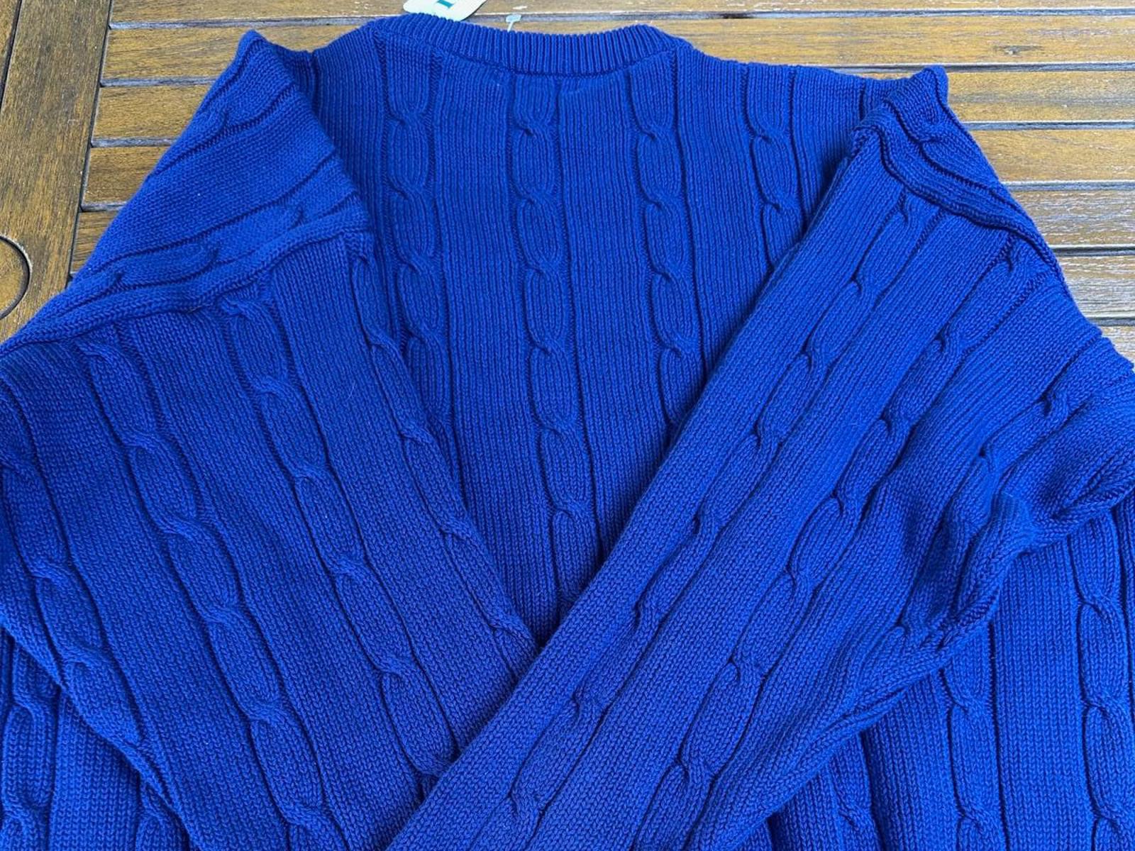 IZOD Men’s XL Royal Blue Cable Knit Cotton Sweater NWT