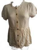Juicy Couture Cream Knit Button Front Top Sz S