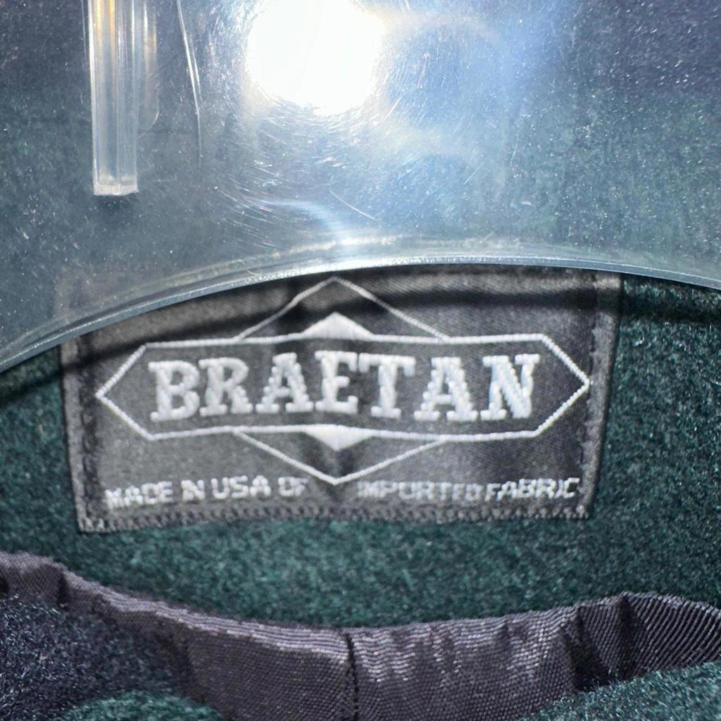 BRAETAN vintage 90s green, navy, gold and burgundy wool coat with hood #winter #woolcoats #bintagecoats