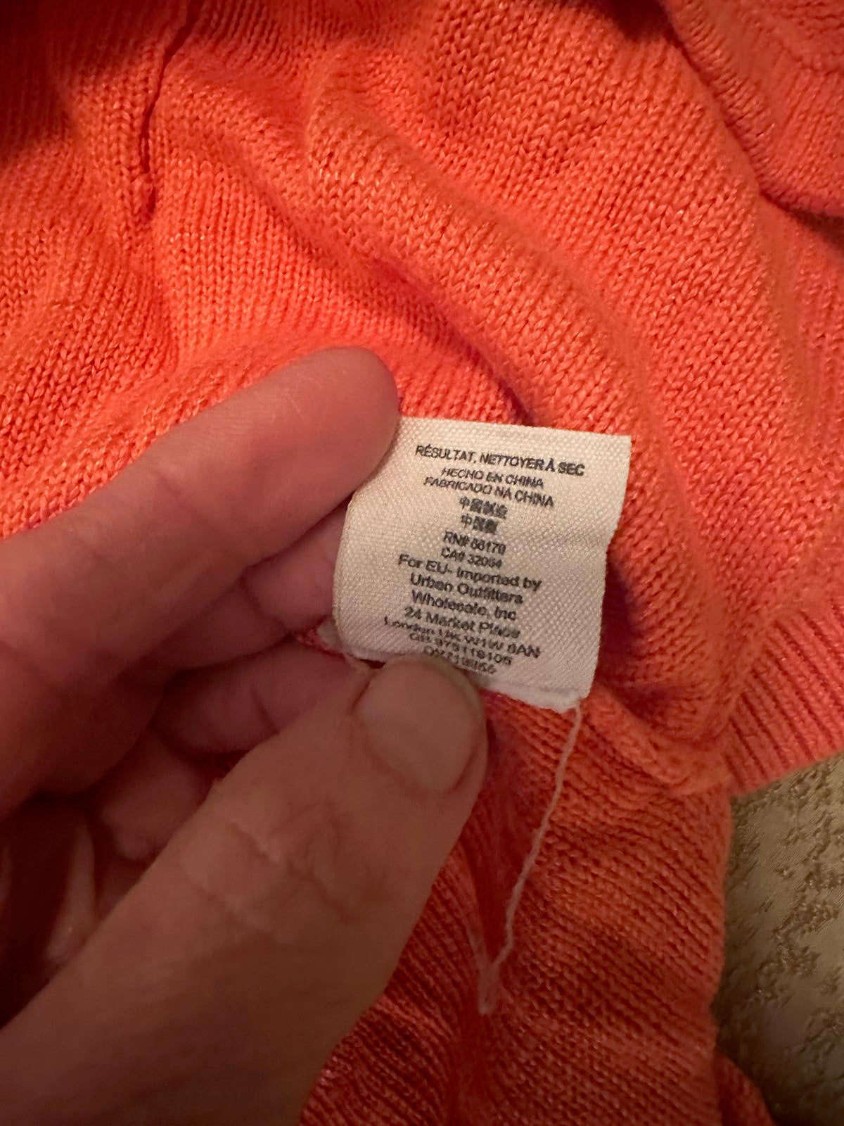 Free People Orange Knit Hooded Pullover Sweater M