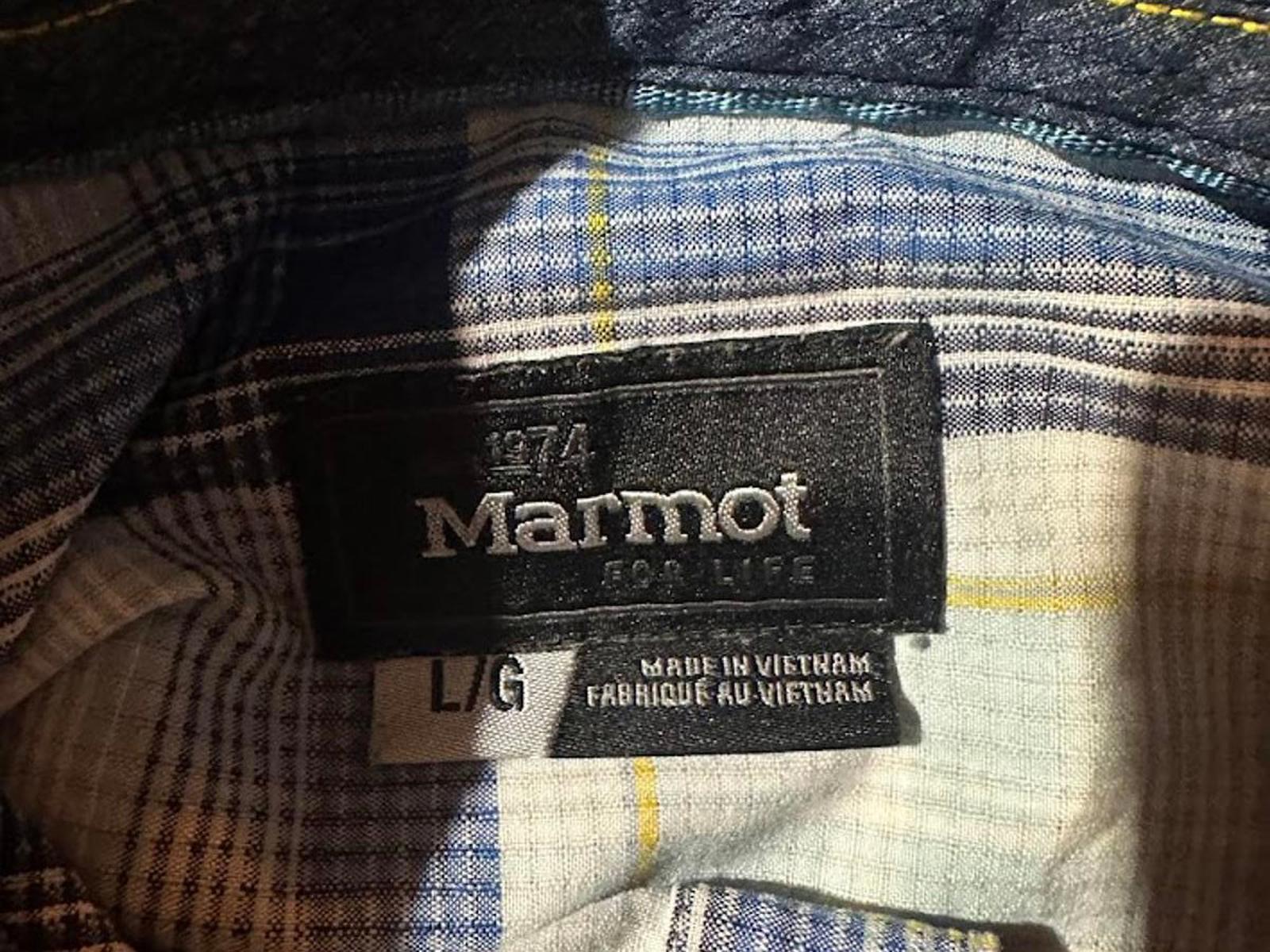 Marmot Plaid Short Sleeve Shirt Blue Large