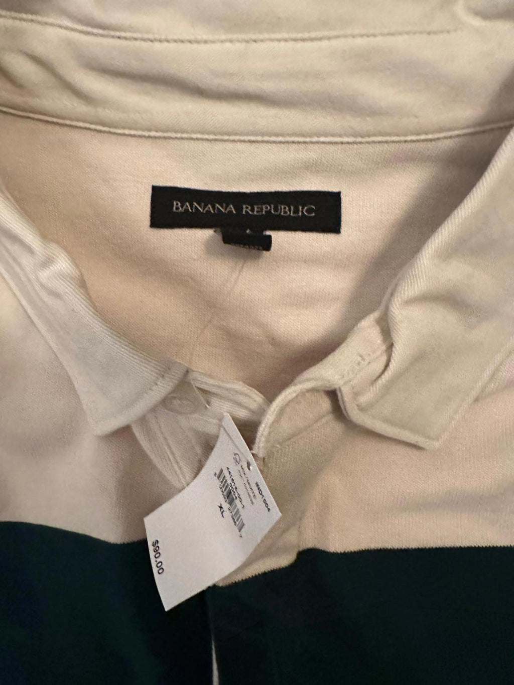 Banana Republic Green Ivory Rugby Shirt NWT XL
