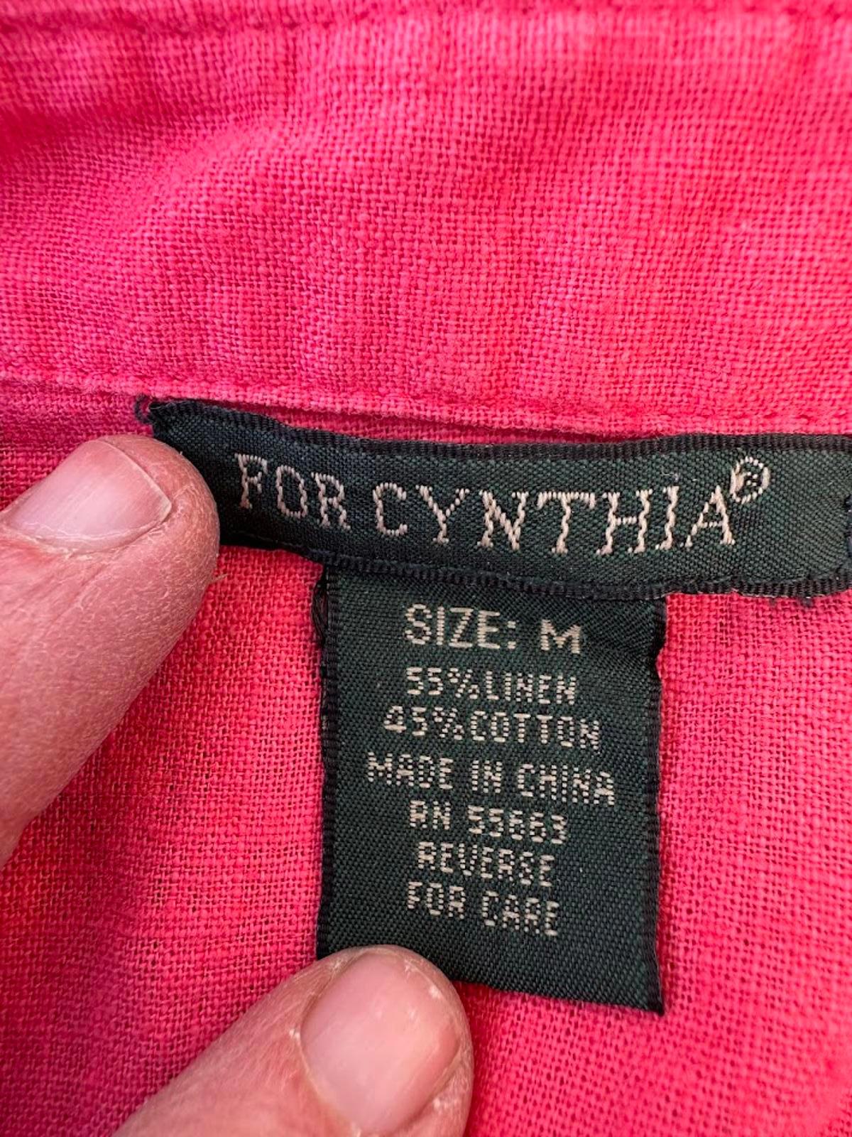 For Cynthia Salmon Linen Button Shirt M