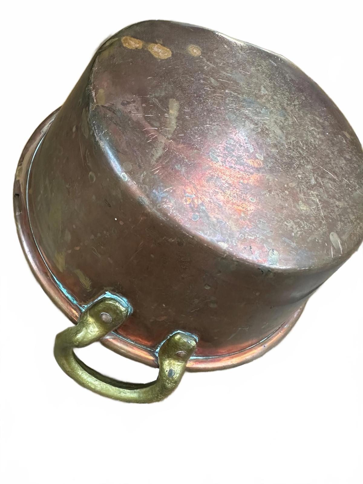 Vintage Hand-Hammered Copper Pot with Brass Handles. 8 inches x 4 inches