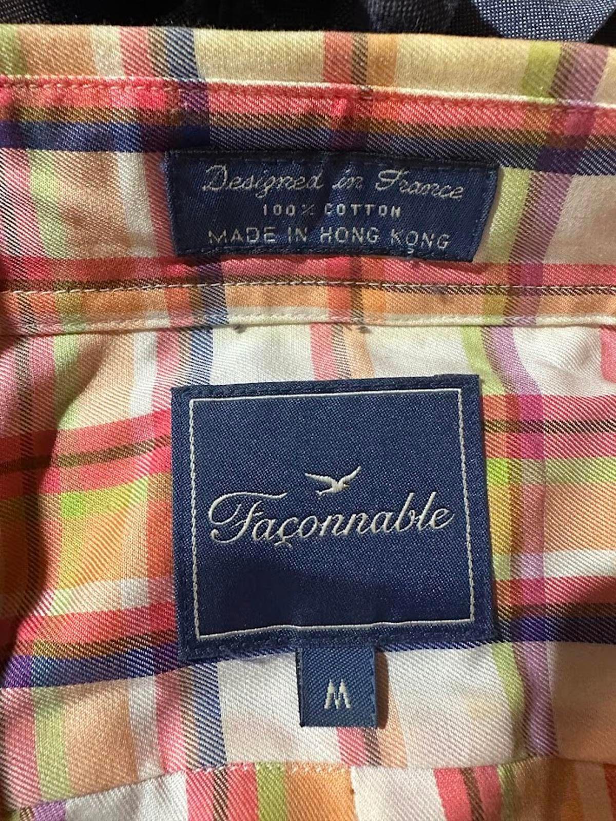 Faconnable Plaid Button Shirt Orange Cotton M