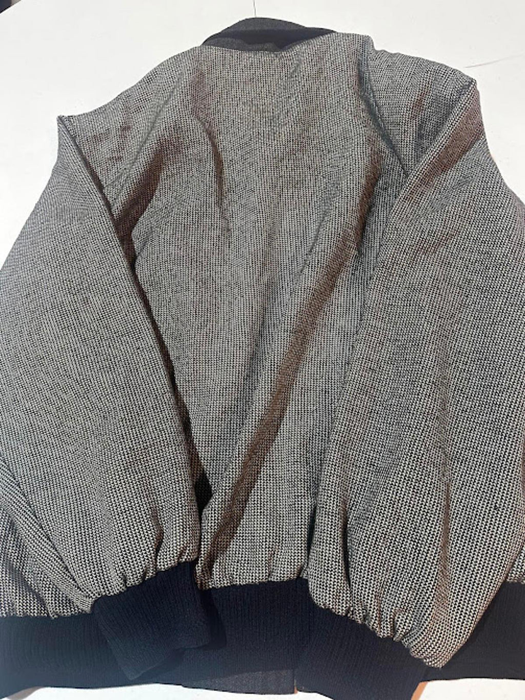 Vintage Califf Gray Black Patterned Knit Bomber Jacket