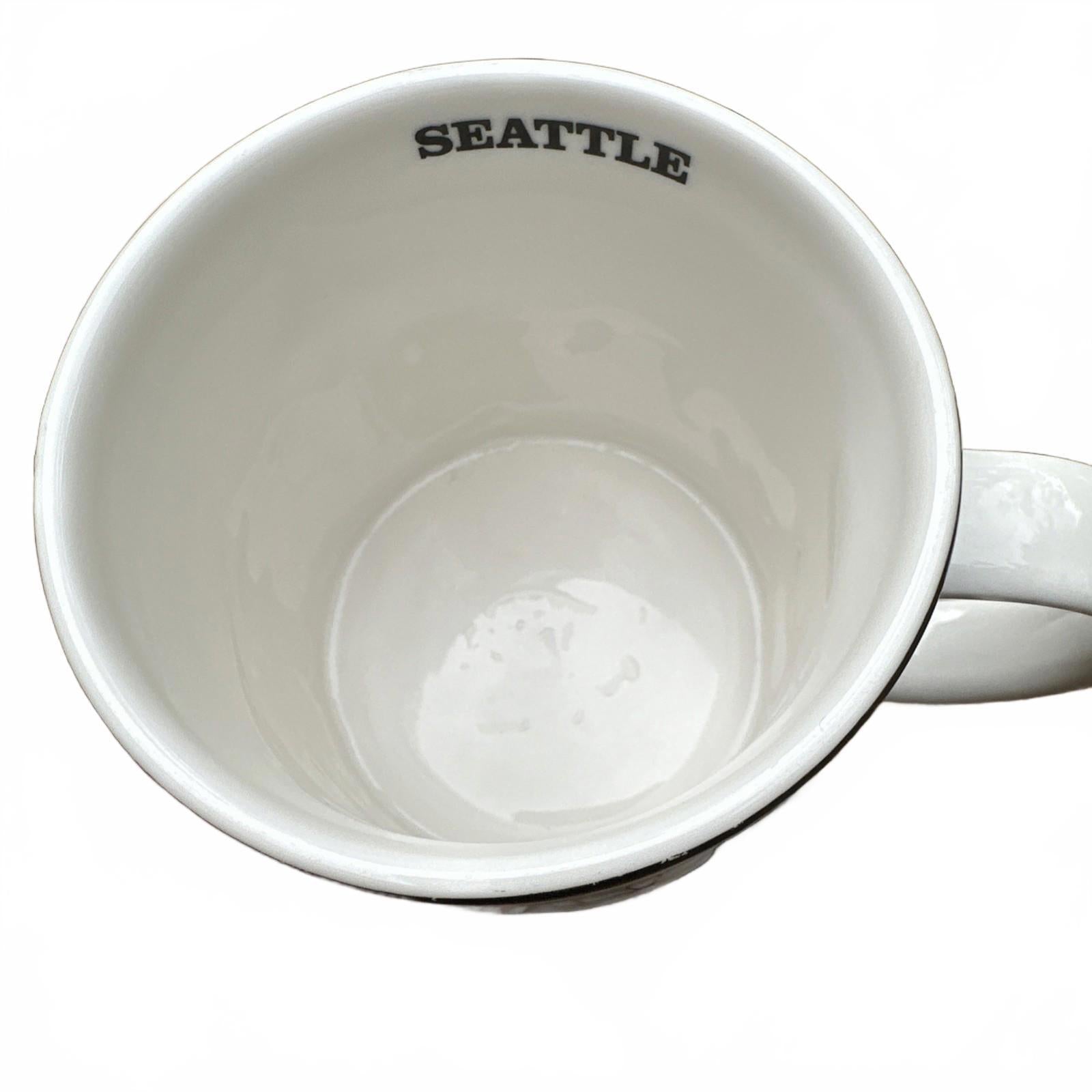 Starbucks Seattle Collector Series 3D Relief Black White Skyline 2012 16 oz Mug