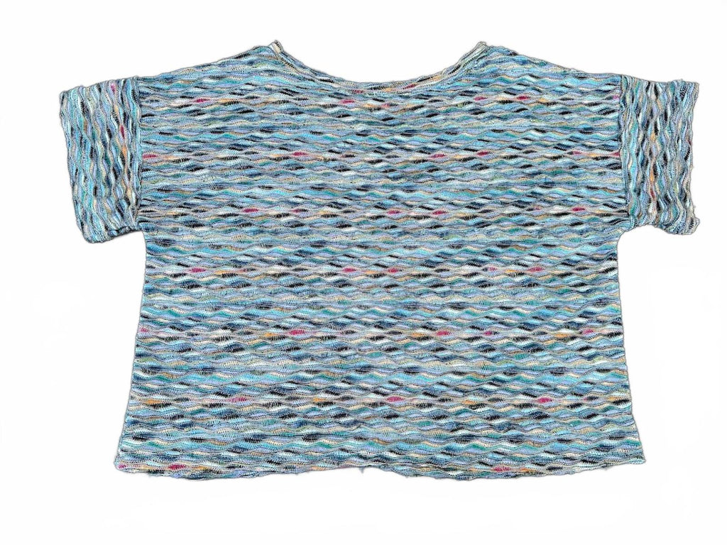 Free People Knit Crop Top Blue Textured M