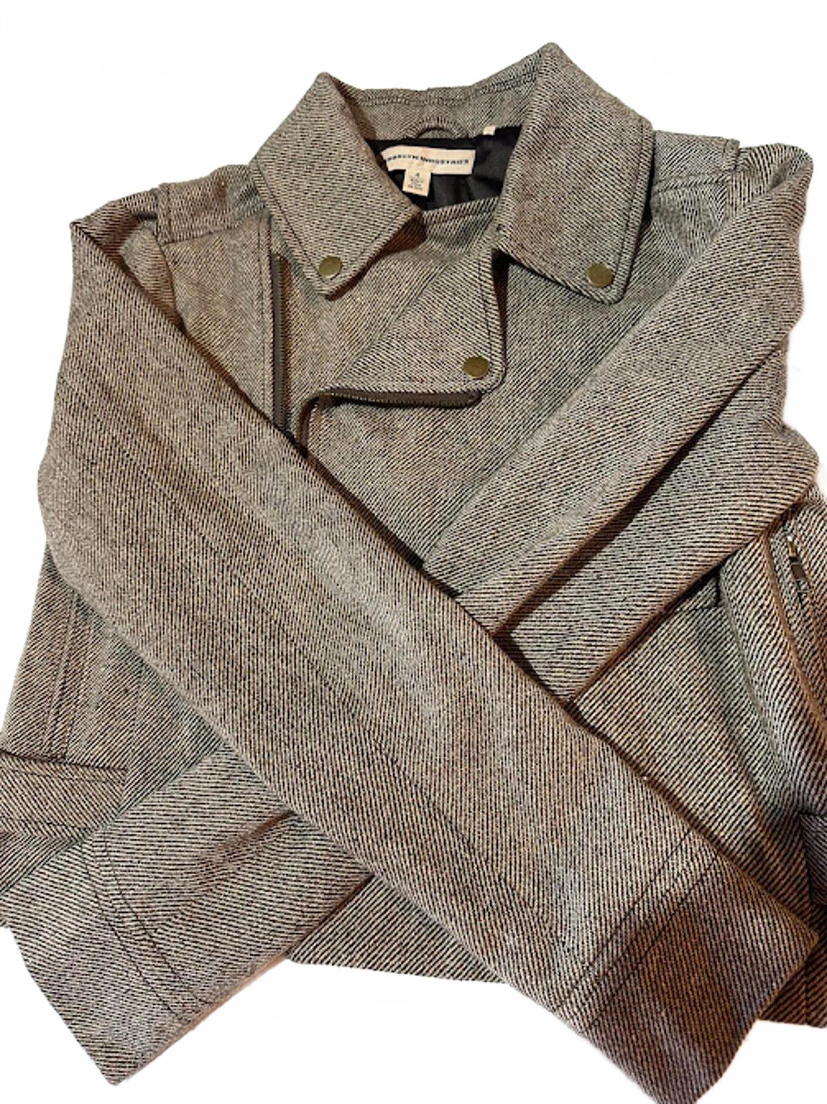 Brooklyn Industries Cropped Moto Jacket Brown Twill XS
