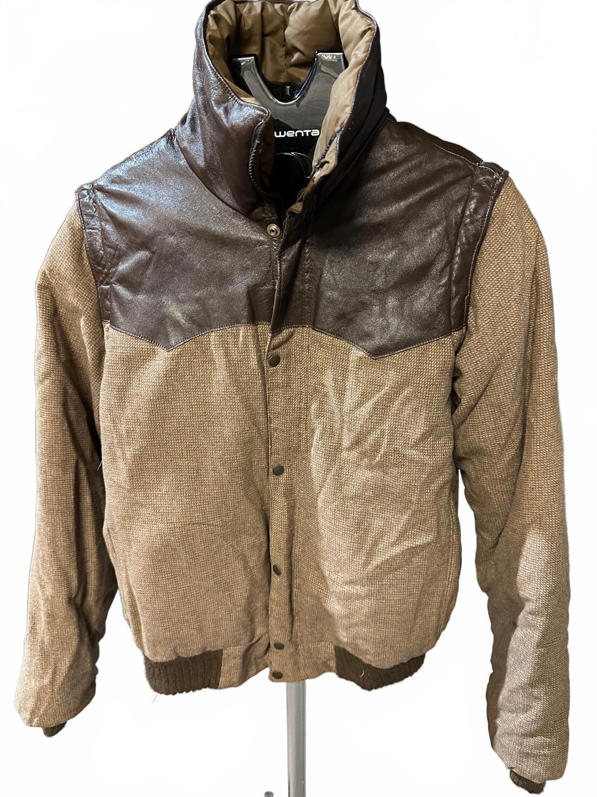 Vintage Wyoming Woolens Down Jacket USA Made Wool  Leather